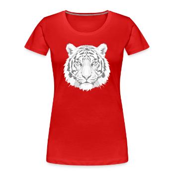 Geometrischer Tiger Kopf Grau - Frauen Premium Bio T-Shirt - Rot - Vorne - Mia (176cm)