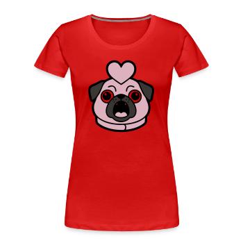 Mops Hund Herz Liebe Bellen - Frauen Premium Bio T-Shirt - Rot - Vorne - Mia (176cm)