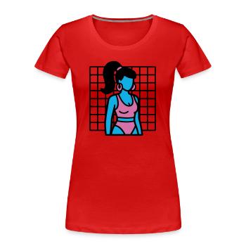 90er Fitness Girl Vaporwave - Frauen Premium Bio T-Shirt - Rot - Vorne - Mia (176cm)