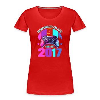 9. Geburtstag Junge Mädchen - Frauen Premium Bio T-Shirt - Rot - Vorne - Mia (176cm)