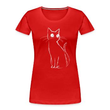 Croquis de chat - T-shirt bio Premium Femme - rouge - Devant - Mia (176cm)