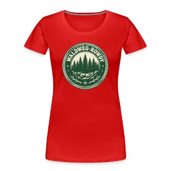 Waldweg-Rowdy: Vintage Outdoor-Motiv - Frauen Premium Bio T-Shirt - Rot - Vorne - Mia (176cm)