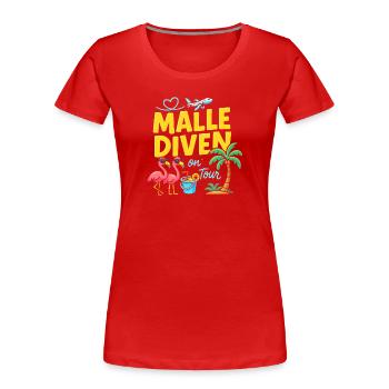 Malle Divas On Tour Women's Flamingo Mallorca Party - Women's Premium Organic T-Shirt - red - Front - Mia (176cm)