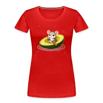 Cute Mouse in Avocado Kawaii Animal Motif - Women's Premium Organic T-Shirt - red - Front - Mia (176cm)