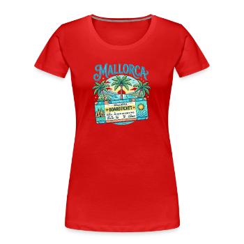 Mallorca Boarding Pass – Sommer Urlaub - Frauen Premium Bio T-Shirt - Rot - Vorne - Mia (176cm)