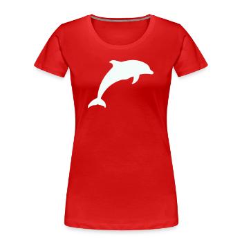 Silhouette de dauphin lumineux - T-shirt bio Premium Femme - rouge - Devant - Mia (176cm)