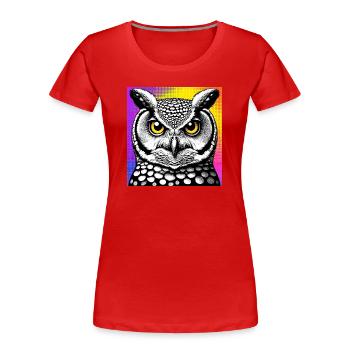 Eule - Frauen Premium Bio T-Shirt - Rot - Vorne - Mia (176cm)