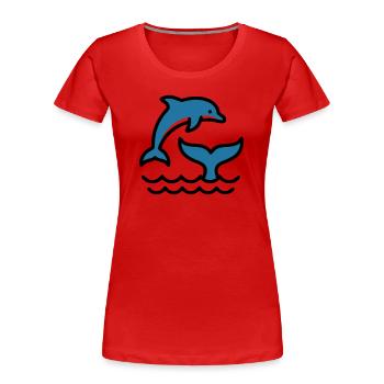 Vagues de dauphins Silhouette de la mer - T-shirt bio Premium Femme - rouge - Devant - Mia (176cm)