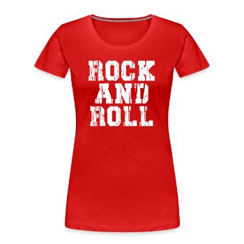 Rock'n'Roll Distressed Text Logo - Frauen Premium Bio T-Shirt - Rot - Vorne - Mia (176cm)