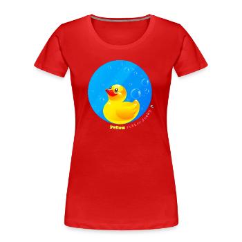 Illustration du canard en caoutchouc jaune en cercle - T-shirt bio Premium Femme - rouge - Devant - Mia (176cm)