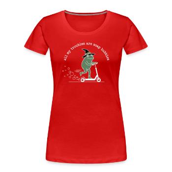All My Troubles Are Soap Bubbles - Frauen Premium Bio T-Shirt - Rot - Vorne - Mia (176cm)