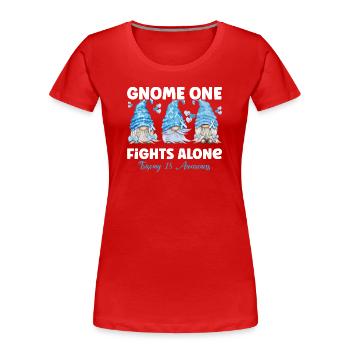 Gnome One se bat seul Trisonomie bleu clair 18 - T-shirt bio Premium Femme - rouge - Devant - Mia (176cm)
