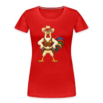 Hahn als Sheriff - Frauen Premium Bio T-Shirt - Rot - Vorne - Mia (176cm)