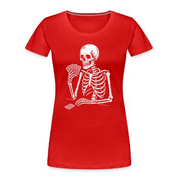 Skeleton Gamble Playing Cards - Women's Premium Organic T-Shirt - red - Front - Mia (176cm)