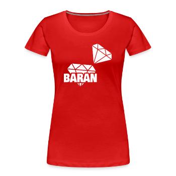 Geometrischer Schmetterling Baran - Frauen Premium Bio T-Shirt - Rot - Vorne - Mia (176cm)