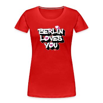 Cœur de Berlin t’aime 3D - T-shirt bio Premium Femme - rouge - Devant - Mia (176cm)