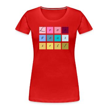 Love Yourself Lettering Pastel - Women's Premium Organic T-Shirt - red - Front - Mia (176cm)