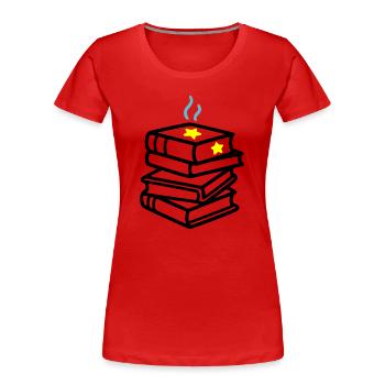 Bücherstapel Stern Fantasy Lesen Buchclub - Frauen Premium Bio T-Shirt - Rot - Vorne - Mia (176cm)