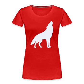 Wolfsilhouette Mondlicht - Frauen Premium Bio T-Shirt - Rot - Vorne - Mia (176cm)