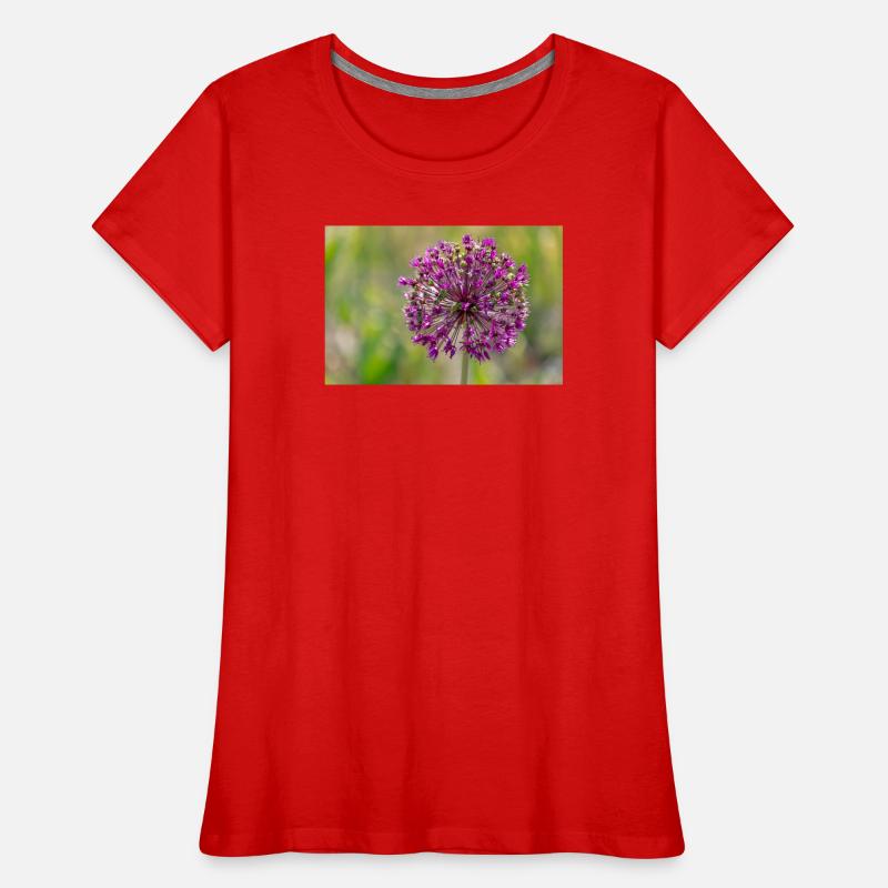 Gros plan d’une fleur violette - Poireau géant T-shirt bio Premium Femme