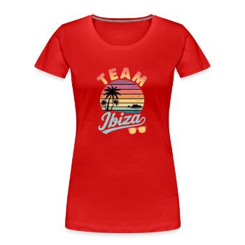 Team Ibiza Sonnenuntergang Palmen - Frauen Premium Bio T-Shirt - Rot - Vorne - Mia (176cm)