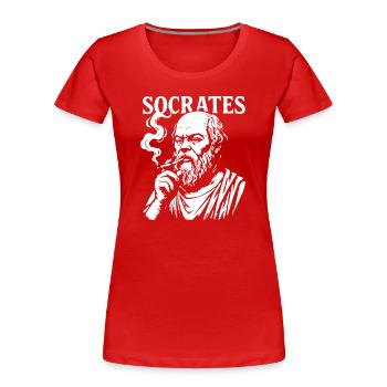 Socrates smoking cigarette portrait design - Women's Premium Organic T-Shirt - red - Front - Mia (176cm)