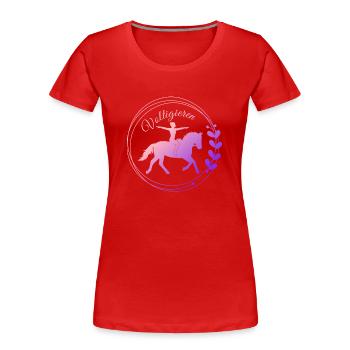 Voltigieren Grundsitz – Geschenk für Voltigierer - Frauen Premium Bio T-Shirt - Rot - Vorne - Mia (176cm)