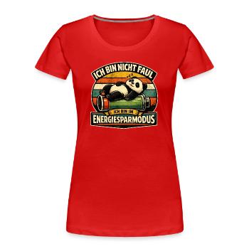 Panda Energiesparmodus - Frauen Premium Bio T-Shirt - Rot - Vorne - Mia (176cm)