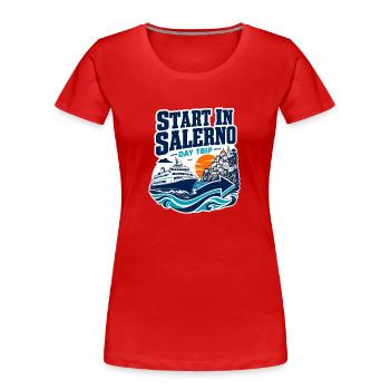 Start in Salerno Tagesausflug Fähre Amalfiküste - Frauen Premium Bio T-Shirt - Rot - Vorne - Mia (176cm)