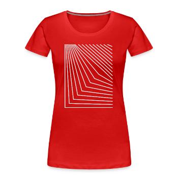 Geometrisches Radiallinienmuster - Frauen Premium Bio T-Shirt - Rot - Vorne - Mia (176cm)
