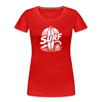 Surfing Surfboard Art Surfing Retro Surfer Surfing - Women's Premium Organic T-Shirt - red - Front - Mia (176cm)