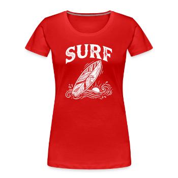Surfing Surfboard Art Surfing Retro Surfer Surfing - Women's Premium Organic T-Shirt - red - Front - Mia (176cm)