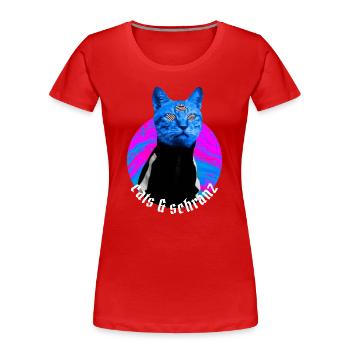 chats et Schranz - Schranz music Hard Techno Outfi - T-shirt bio Premium Femme - rouge - Devant - Mia (176cm)