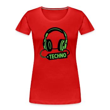 DJ Headphones Producteur du festival techno rave - T-shirt bio Premium Femme - rouge - Devant - Mia (176cm)