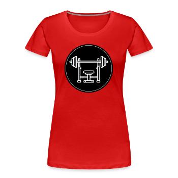 Développé couché avec musculation - T-shirt bio Premium Femme - rouge - Devant - Mia (176cm)