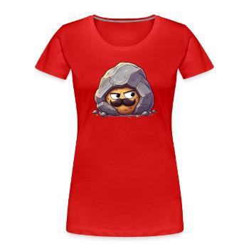 Stone with Mustache Mascot - Women's Premium Organic T-Shirt - red - Front - Mia (176cm)