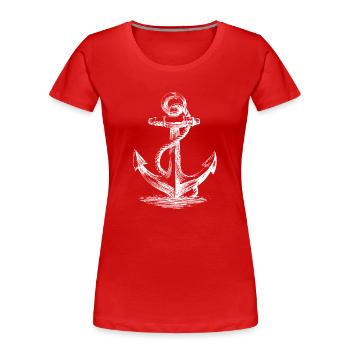 Anchored Nautical Silhouette - Women's Premium Organic T-Shirt - red - Front - Mia (176cm)