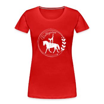 Voltigieren Nadel – Sport Outfit für Voltigierer - Frauen Premium Bio T-Shirt - Rot - Vorne - Mia (176cm)
