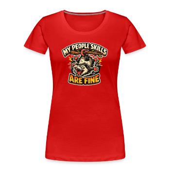 Mes compétences sociales sont correctes – Hérisson de dessin animé - T-shirt bio Premium Femme - rouge - Devant - Mia (176cm)