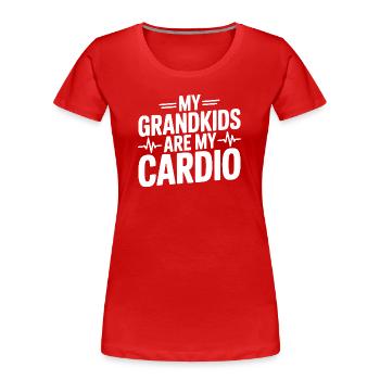 Meine Enkelkinder sind mein Cardio - Frauen Premium Bio T-Shirt - Rot - Vorne - Mia (176cm)