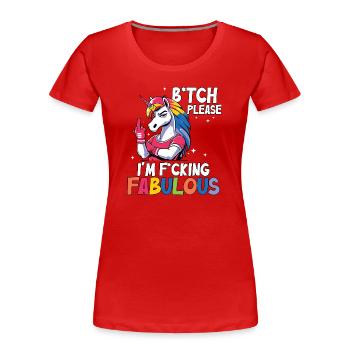 Rainbow Unicorn Saying I'm Great - Women's Premium Organic T-Shirt - red - Front - Mia (176cm)