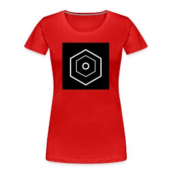 Multi-tiered hexagon logo black - Women's Premium Organic T-Shirt - red - Front - Mia (176cm)