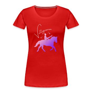 Voltigieren Mühle – Sport Outfit für Voltigierer - Frauen Premium Bio T-Shirt - Rot - Vorne - Mia (176cm)