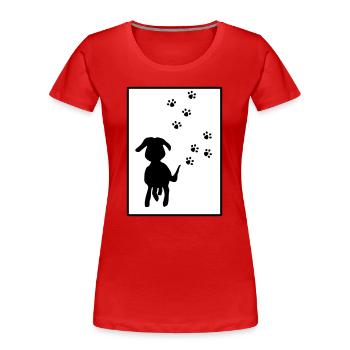Paw Tracks: Dog Silhouette - Women's Premium Organic T-Shirt - red - Front - Mia (176cm)