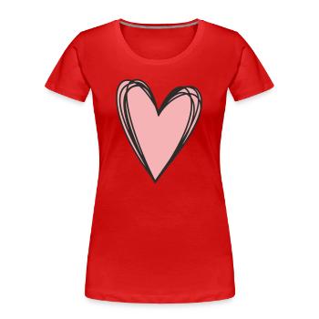 Cœur – Symbole d’amour et de connexion - T-shirt bio Premium Femme - rouge - Devant - Mia (176cm)