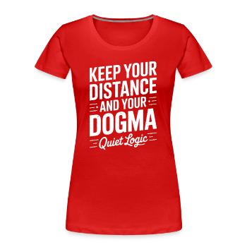 Stille Logik: Distanz und Dogma - Frauen Premium Bio T-Shirt - Rot - Vorne - Mia (176cm)