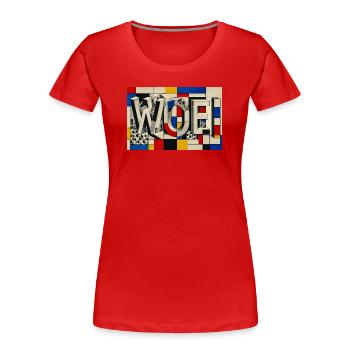 Art géométrique mondrien - T-shirt bio Premium Femme - rouge - Devant - Mia (176cm)