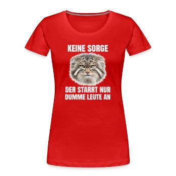 Grumpy Pallas Katze Manul Cat Humor Katzen Motiv - Frauen Premium Bio T-Shirt - Rot - Vorne - Mia (176cm)