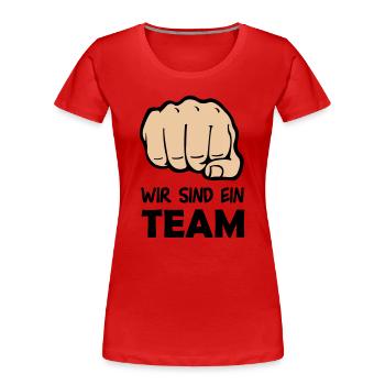 faust_team_002 - Frauen Premium Bio T-Shirt - Rot - Vorne - Mia (176cm)