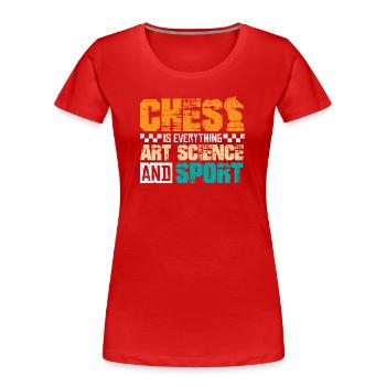 Échiquier des joueurs d’échecs - T-shirt bio Premium Femme - rouge - Devant - Mia (176cm)